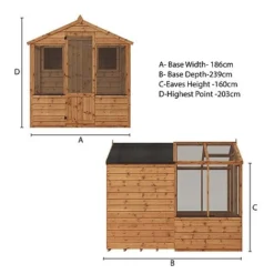 Waltons 8 X 6 Wooden Greenhouse And Garden Shiplap Storage Shed Combi -Garden Central Sales Store 004 001 00242013