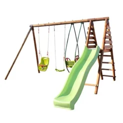 Soulet Colza Wooden Swing Set With Slide -Garden Central Sales Store 004510 DET 01