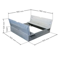 Soulet Sandpit With Folding Benches 120 X 120cm -Garden Central Sales Store 004527 VISUEL DIM PRODUIT