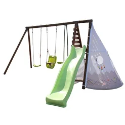 Soulet Camelia Wooden Swing Set With Slide -Garden Central Sales Store 004636 DET 01