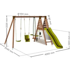 Soulet Camelia Wooden Swing Set With Slide -Garden Central Sales Store 004636 VISUEL DIM PRODUIT