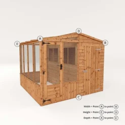 Waltons 8 X 8 Wooden Shiplap Tongue And Groove Greenhouse And Combi Garden Storage Shed -Garden Central Sales Store 005 0001