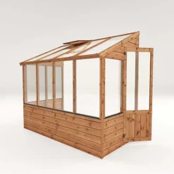 Waltons 8 X 4 Traditional Lean To Wooden Shiplap Tongue And Groove Greenhouse -Garden Central Sales Store 04GREENLEAN0804 V220Perspective20002