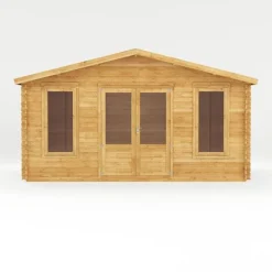 5m X 3m Retreat Log Cabin - 28mm Double Glazed -Garden Central Sales Store 0634AXNE0503HGDD2MW Studio Front