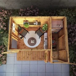 Waltons 10 X 8 Wooden Shiplap Tongue And Groove Contemporary Summerhouse With Side Shed -Garden Central Sales Store 20220816 SI 003 001 0022 Summerhouse DT Shiplap Pent 10x8 Shed Area W3 Aerial