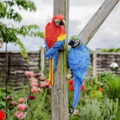 Pair Of Wall Mountable Parrot Bird Garden Ornaments