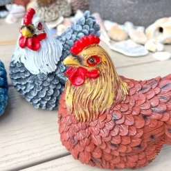 3 Chicken Garden Ornaments Hen Outdoor Animal Statues -Garden Central Sales Store 3093S 3