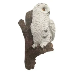 Wall Mountable Snowy Owl Bird On A Branch Garden Ornament -Garden Central Sales Store 3445 SNOW 2