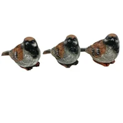 Set Of 3 Pot Topping Sparrow Bird Garden Ornaments -Garden Central Sales Store 3663XS 3