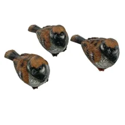 Set Of 3 Pot Topping Sparrow Bird Garden Ornaments -Garden Central Sales Store 3663XS 5