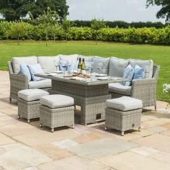 Maze Rattan Oxford Corner Dining Set With Ice Bucket & Rising Dining Table -Garden Central Sales Store 401760 81