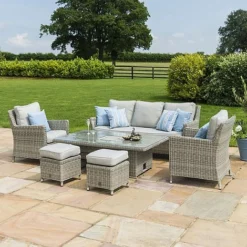Maze Rattan Oxford Sofa Dining Set With Ice Bucket & Rising Table -Garden Central Sales Store 401761 3