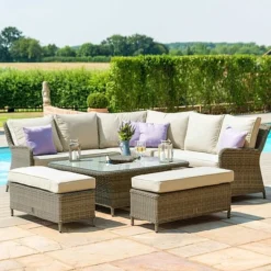 Maze Rattan Winchester Royal Corner Dining Ice Bucket & Rising Table Set