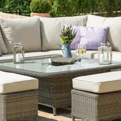 Maze Rattan Winchester Royal Corner Dining Ice Bucket & Rising Table Set -Garden Central Sales Store 402115 3