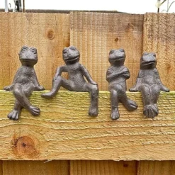 Four Edge Sitting Cast Iron Frog Ornaments