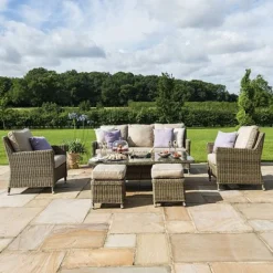 Maze Rattan Luxury Winchester Sofa Dining Set With Ice Bucket And Rising Table 7 Seat -Garden Central Sales Store 450098 1
