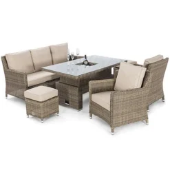 Maze Rattan Luxury Winchester Sofa Dining Set With Ice Bucket And Rising Table 7 Seat -Garden Central Sales Store 450098 7
