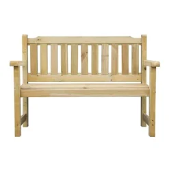 Waltons 2 Seater Pressure Treated Wooden Garden Bench 4ft -Garden Central Sales Store 4ft Bench Front White Background