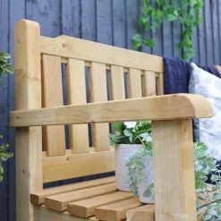 Waltons 2 Seater Pressure Treated Wooden Garden Bench 4ft -Garden Central Sales Store 4ft Bench Lifestyle Detail 001