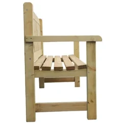 Waltons 2 Seater Pressure Treated Wooden Garden Bench 4ft -Garden Central Sales Store 4ft Bench Side White Background