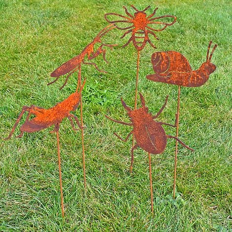 5 Metal Insect Garden Stake Ornaments 1 5 Metal Insect Garden Stake Ornaments
