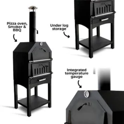 La Hacienda Napoli Multi-Function 4 In 1 Pizza Oven, Outdoor Oven, BBQ & Smoker -Garden Central Sales Store 56336 5