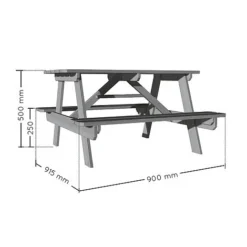 Soulet Childrens Garden Picnic Table Grey -Garden Central Sales Store 783568 VISUEL DIM PRODUIT