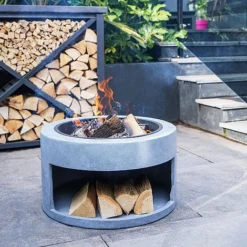 Firebowl & Round Console Cement H32Cm D58Cm -Garden Central Sales Store 996767 2