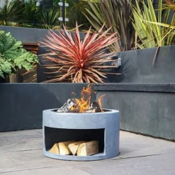 Firebowl & Round Console Cement H32Cm D58Cm -Garden Central Sales Store 996767 3