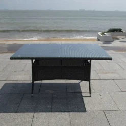 Albany Garden Rectangular Rattan Dining Set 6 Seater Grey Stackable 7 Albany Garden Rectangular Rattan Dining Set 6 Seater Grey Stackable -Garden Central Sales Store ALBSET6TGTable