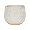Arles Leaf Embossed White Planter H17Cm W18Cm