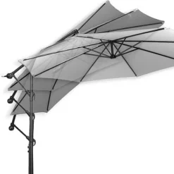 Idooka 300cm Grey Cantilever Garden Parasol - Patio Umbrella & Sun Shade -Garden Central Sales Store Adjustable1