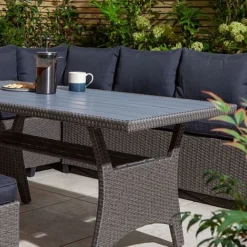 Rowlinson Garden Deluxe Rattan Corner Sofa Dining Set 8 Seat Grey -Garden Central Sales Store AlbanyCornerset Grey 02