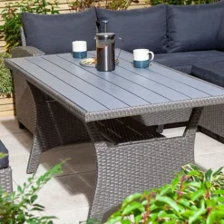 Rowlinson Garden Deluxe Rattan Corner Sofa Dining Set 8 Seat Grey -Garden Central Sales Store AlbanyCornerset Grey 03