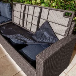 Rowlinson Garden Deluxe Rattan Corner Sofa Dining Set 8 Seat Grey -Garden Central Sales Store AlbanyCornerset Grey 07