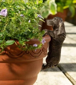 Antique Bronze Coloured Basset Hound Pot Buddy - Pot Hanger -Garden Central Sales Store BASSETT20 20320 20PB0032