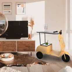 Idooka Green Metal Scooter Side Table -Garden Central Sales Store BT1000 BARS.YELLOW.LifestyleLivingRoom