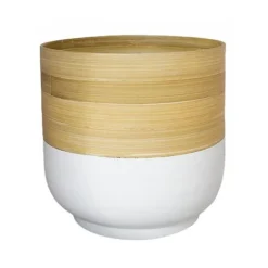 Bamboo White Planter D23Cm