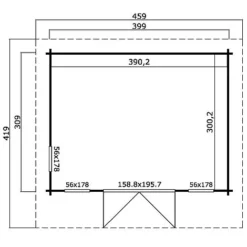 Bingham 2 Log Cabin 3.09m X 3.99m -Garden Central Sales Store Bingham20220plan