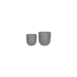 Catania Grey Terrazzo Set Of 2 Round Planters