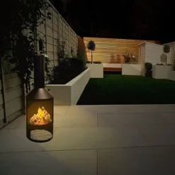 Idooka Black Chiminea Outdoor Heating Fire Pit -Garden Central Sales Store CM70001.LogStore.Lifestyle