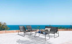 Idooka 4 Seater Black Mesh Lounge Sofa Set -Garden Central Sales Store Courtyard