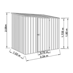 Absco Space Saver 7'5 X 5' Pent Roof Outdoor Metal Garden Storage Shed - 4 Colours Available -Garden Central Sales Store ESDXL20MET003 Spec Drawing 300dpi