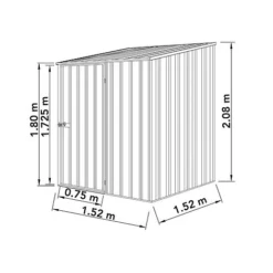 Absco Space Saver 5' X 5' Pent Roof Outdoor Metal Garden Storage Shed - 4 Colours Available -Garden Central Sales Store ESDXL20MET106 Spec Drawing 01