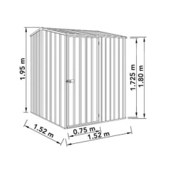 Absco Premier 5' X 5' Reverse Apex Roof Outdoor Metal Garden Storage Shed - 2 Colours Available 15 Absco Premier 5' X 5' Reverse Apex Roof Outdoor Metal Garden Storage Shed - 2 Colours Available -Garden Central Sales Store ESDXL20MET114 Spec Drawing 01