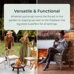 Idooka Round Indoor Contemporary Log Storage Raised Metal Design Log Holder -Garden Central Sales Store FB8000090.Functional