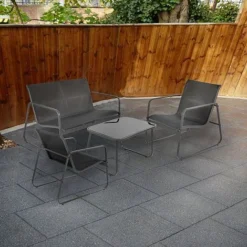 Idooka 4 Seater Black Mesh Lounge Sofa Set -Garden Central Sales Store FD4300500.Lifestyle