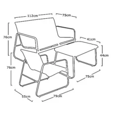 Idooka 4 Seater Black Mesh Lounge Sofa Set -Garden Central Sales Store FD4300500.Silhouette