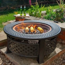 Round Steel Firepit With Copper Effect Bowl -Garden Central Sales Store FPITR LS4