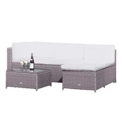 Garden Gear Milan Rattan Lounge Sofa Set - Grey -Garden Central Sales Store FURN MILANLGRE T40541